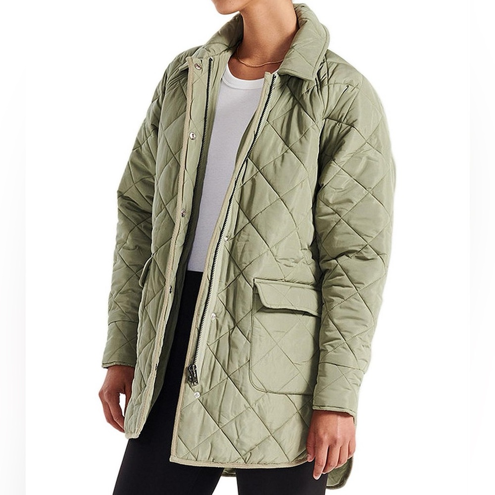 Ena Pelly Lauren Quilted Coat - Smoke Green